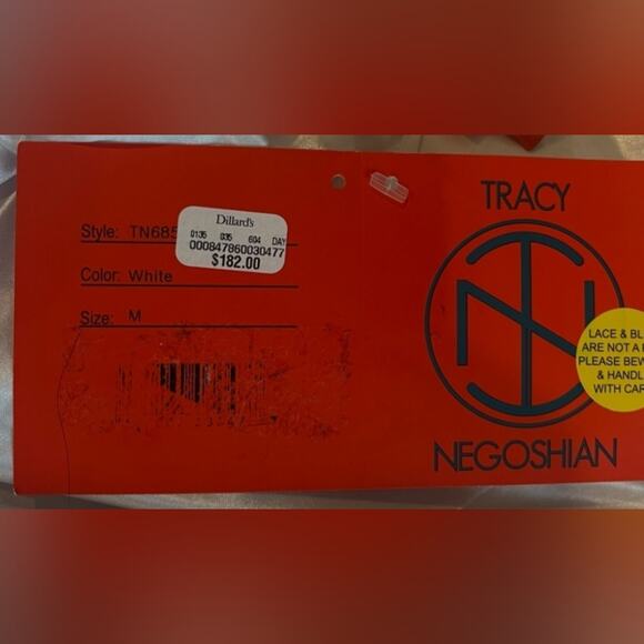 Tracy Negoshian Embroidered Floral White Sheer Chiffon Shift Pencil Dress XS - Picture 13 of 13